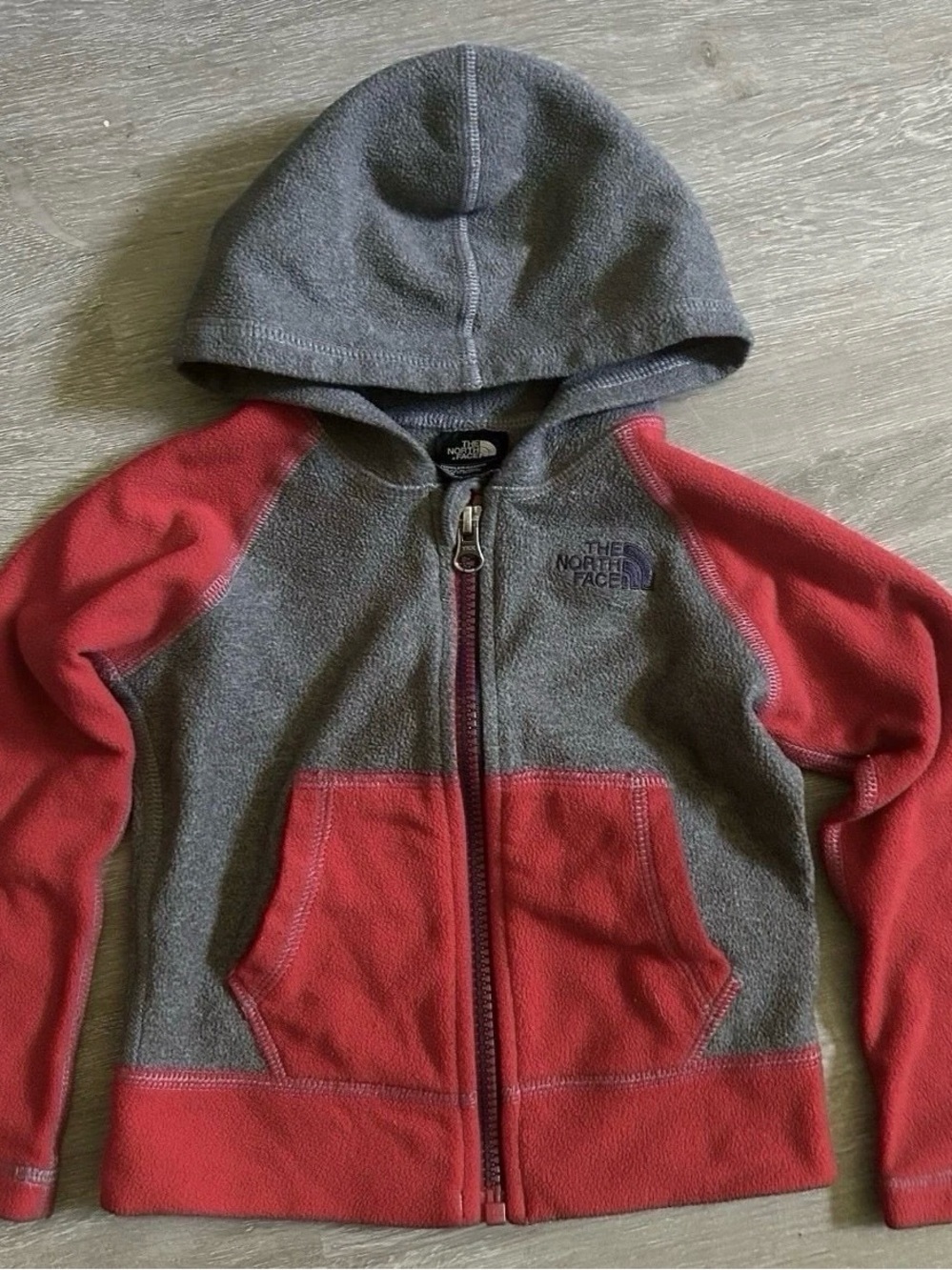Toddler Boy The North Face Red And Grey Full Zip Fleece Size 2T